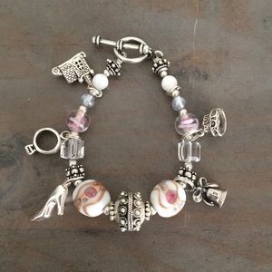 Bridal Wedding theme sterling silver charms bracelet NEW